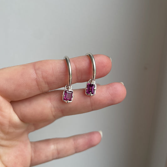 Rhodolite Garnet Hoops